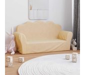 vidaXL Sofá infantil de 2 plazas de felpa suave color en color Crema/Rosa/Gris claro y más