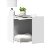 vidaXL Mueble arenero para gatos madera ingeniería 53x53x51 cm en color Blanco/Negro/Roble Sonoma y más | almacenamiento funcional diseño moderno para baño dormitorio sala
