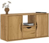 vidaXL Mueble para TV con cajón ODDA 79x24x40 cm madera pino en color Blanco/Marrón | almacenamiento funcional diseño moderno para baño dormitorio sala