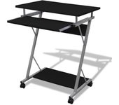 vidaXL Escritorio compacto de ordenador con bandeja de teclado en color Blanco/Negro/Marrón | estructura resistente ideal para salón dormitorio o estudio