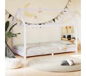 vidaXL Estructura de cama infantil madera maciza pino 80x160 cm en color Blanco/Gris/Marrón