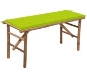 vidaXL Banco de jardín plegable con cojín bambú 118 cm en color Rojo vino tinto/Negro/Antracita y más | acolchados duraderos para sofás de jardín terraza exterior