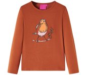 Camiseta infantil de manga larga color coñac 116 en tamaño 116 (5-6 años)/140 (9-10 años)/92 (1,5 - 2 años) y más
