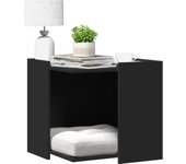 vidaXL Mueble arenero para gatos madera ingeniería 53x53x51 cm en color Blanco/Negro/Roble Sonoma y más | almacenamiento funcional diseño moderno para baño dormitorio sala