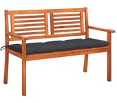 vidaXL Banco de jardín 2 plazas madera maciza eucalipto y cojín 120 cm en color Azul/Antracita/Gris | acolchados duraderos para sofás de jardín terraza exterior