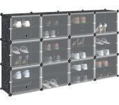 vidaXL Estantería de cubos y puertas PP negro en dimensiones 84.5x31.5x93.5 cm/165.5x31.5x123 cm/165.5x31.5x93.5 cm y más | almacenamiento funcional diseño moderno para baño dormitorio sala
