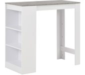 vidaXL Mesa alta de cocina con estantería 110x50x103 cm en color Blanco/Roble/Gris hormigón y más | estructura resistente ideal para salón dormitorio o estudio
