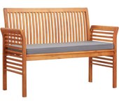vidaXL Banco de jardín 2 plazas con cojín madera maciza acacia 120 cm en color Crema/Gris oscuro | acolchados duraderos para sofás de jardín terraza exterior