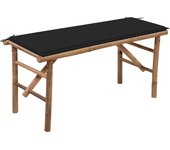 vidaXL Banco de jardín plegable con cojín bambú 118 cm en color Rojo vino tinto/Negro/Antracita y más | acolchados duraderos para sofás de jardín terraza exterior