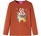 Camiseta infantil de manga larga 140 en color Azul marino/Rosa claro/Coñac