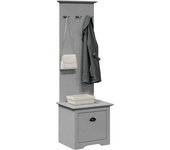 vidaXL Mueble de entrada con ganchos BODO 50x40x157 cm en color Blanco/Gris/Blanco y marrón | almacenamiento funcional diseño moderno para baño dormitorio sala