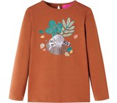 Camiseta infantil de manga larga color 140 en color Ocre/Coñac