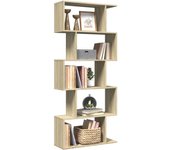 vidaXL Librería divisora 5 niveles madera 70x24x161 cm en color Roble Sonoma/Negro/Gris hormigón y más