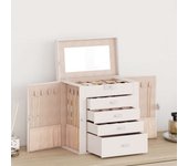 vidaXL Joyero de 5 niveles con espejo y cerradura en color Negro/Blanco | decorativo de pared para baño dormitorio recibidor moderno