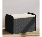 vidaXL Banco de almacenaje con cojín ratán sintético 80x51x52 cm en color Gris/Marrón/Negro | acolchados duraderos para sofás de jardín terraza exterior
