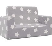 vidaXL Sofá infantil de 2 plazas gris claro con estrellas felpa suave en color Gris claro y blanco/Rosa/Antracita y más