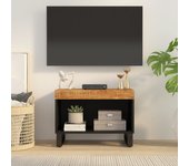 vidaXL Mueble de TV madera maciza de mango 60x33x43,5 cm en color Marrón claro/Multicolor | almacenamiento funcional diseño moderno para baño dormitorio sala