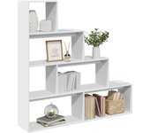 vidaXL Librería divisora 4 niveles madera blanca 143,5x29x143,5 cm en color Blanco/Roble Sonoma/Gris sonoma y más