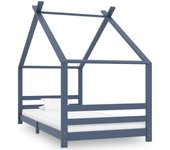 vidaXL Estructura de cama infantil madera maciza pino 90x200 cm en color Blanco/Gris