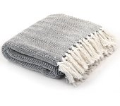 vidaXL Manta a rayas de algodón 160x210 cm en color Gris y blanco/Azul marino/Rosa y más