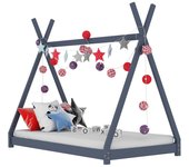 vidaXL Estructura de cama infantil madera maciza pino 80x160 cm en color Gris/Blanco/Marrón