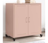 vidaXL Aparador de acero laminado en frío 68,5x39x72 cm en color Blanco/Verde/Rosa