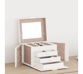 vidaXL Joyero de 4 niveles con espejo y cerradura 22,5x17,5x16,5 cm en color Negro/Blanco | decorativo de pared para baño dormitorio recibidor moderno