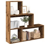 vidaXL Librería divisora 3 niveles madera 123x29x123 cm en color Roble ahumado/Blanco/Roble Sonoma y más
