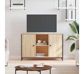 vidaXL Mueble de TV madera de ingeniería 100x35x65 cm en color Roble Sonoma/Negro/Gris sonoma | almacenamiento funcional diseño moderno para baño dormitorio sala