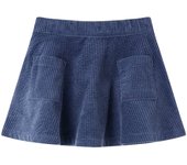 Falda infantil con bolsillos pana 92 en color Azul marino/Coñac