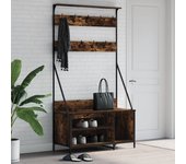vidaXL Perchero con zapatero 100x41x184 cm en color Roble Sonoma/Roble ahumado/Negro y más