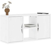 vidaXL Mueble de TV ODDA madera maciza de pino 79x24x40 cm en color briwb/Blanco | almacenamiento funcional diseño moderno para baño dormitorio sala