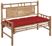 vidaXL Banco de jardín con cojín bambú 120 cm en color Antracita/Rojo vino tinto/Verde brillante y más | acolchados duraderos para sofás de jardín terraza exterior