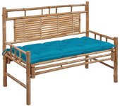 vidaXL Banco de jardín con cojín bambú 120 cm en color Antracita/Rojo vino tinto/Verde brillante y más | acolchados duraderos para sofás de jardín terraza exterior