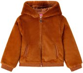Chaqueta infantil con capucha pelo sintético color coñac 128 en tamaño 128 (7-8 años)/104 (3-4 años)/140 (9-10 años) y más
