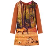 Vestido infantil de manga larga 116 en color Azul marino/Coñac