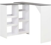 vidaXL Mesa de bar con estantería móvil 138x39x110 cm en color Roble/Gris/Negro y más | estructura resistente ideal para salón dormitorio o estudio