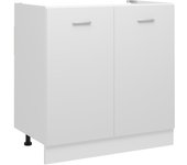 vidaXL Armario bajo fregadero “Lyon” madera ingeniería en color Blanco/Marrón roble/Roble ahumado y más | almacenamiento funcional diseño moderno para baño dormitorio sala