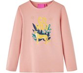 Camiseta infantil de manga larga 92 en color Azul marino/Rosa claro/Coñac