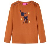Camiseta infantil de manga larga brillante 140 en color Rosa/Coñac