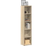 vidaXL Estantería CDs 2 uds contrachapada brillo 21x16x93,5 cm en color Blanco brillante/Gris sonoma/Gris hormigón y más | almacenamiento funcional diseño moderno para baño dormitorio sala