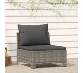 vidaXL Sofá/Sillón/ Reposapiés de jardín con cojín ratán sintético gris en modelo middle/sillón/2x centrales y más | acolchados duraderos para sofás de jardín terraza exterior