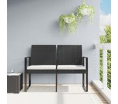 vidaXL Banco jardín 2 plazas cojines PP aspecto de ratán en color Gris oscuro/Negro/Marrón | acolchados duraderos para sofás de jardín terraza exterior