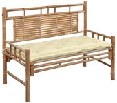 vidaXL Banco de jardín con cojín bambú 120 cm en color Antracita/Rojo vino tinto/Verde brillante y más | acolchados duraderos para sofás de jardín terraza exterior