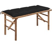 vidaXL Banco de jardín plegable con cojín bambú 118 cm en color Crema/Rojo/Taupé y más | acolchados duraderos para sofás de jardín terraza exterior