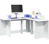 vidaXL Escritorio con LED madera ingeniería 152x152x91cm en color Gris hormigón/Roble ahumado/Marrón roble y más | estructura resistente ideal para salón dormitorio o estudio
