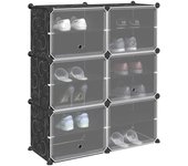 vidaXL Estantería de cubos y puertas PP negro en dimensiones 84.5x31.5x93.5 cm/165.5x31.5x123 cm/165.5x31.5x93.5 cm y más | almacenamiento funcional diseño moderno para baño dormitorio sala