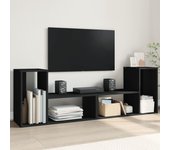 vidaXL Muebles de TV 2 uds madera ingeniería 75x30x50 cm en color Gris sonoma/Negro/Gris hormigón y más | almacenamiento funcional diseño moderno para baño dormitorio sala