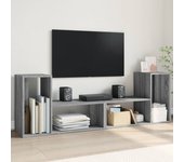 vidaXL Muebles de TV 2 uds madera ingeniería 75x30x50 cm en color Gris sonoma/Negro/Gris hormigón y más | almacenamiento funcional diseño moderno para baño dormitorio sala