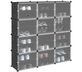 vidaXL Estantería de cubos y puertas PP negro en dimensiones 84.5x31.5x93.5 cm/165.5x31.5x123 cm/165.5x31.5x93.5 cm y más | almacenamiento funcional diseño moderno para baño dormitorio sala